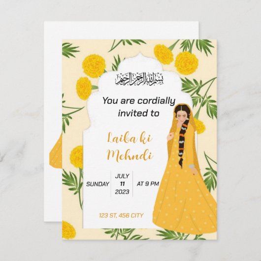 Mehndi invite (Voorkant / Achterkant)
