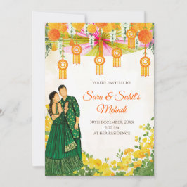 Mehndi Invites Henna party en Mehndi Night nodig Kaart