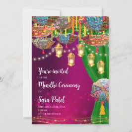 Mehndi Invites & Mehndi Night nodigen Henna feest Kaart