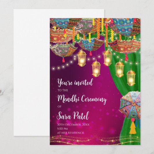 Mehndi Invites & Mehndi Night nodigen Henna feest  Kaart (Voorkant / Achterkant)