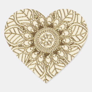 Mehndi Lace (hartvormige Stickers) Hart Sticker