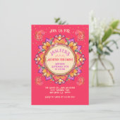 Mehndi Mandala Nachtfeest Roze Goud Kaart (Staand voorkant)