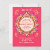 Mehndi Mandala Nachtfeest Roze Goud Kaart (Voorkant)