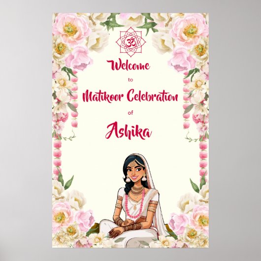Mehndi Matikoor Haldi Indische bruiloft welkom tek Poster (Voorkant)