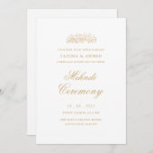 Mehndi minimale witte islamitische bruiloft kaart (Voorkant / Achterkant)