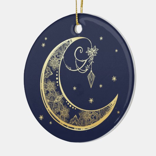 Mehndi Moon Keramisch Ornament (Links)