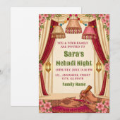 Mehndi Night Ceremony Invitation card Kaart (Voorkant / Achterkant)