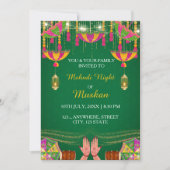 Mehndi Night Invitation kaart, Henna Uitnodiging (Voorkant)