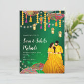 Mehndi Night nodigt Henna party en Mehndi Invites  Kaart (Staand voorkant)