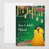 Mehndi Night nodigt Henna party en Mehndi Invites  Kaart (Voorkant / Achterkant)