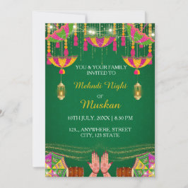 Mehndi Night Uitnodigingskaart, Henna Uitnodiging