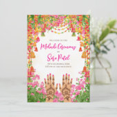 Mehndi nodigt de hindu's uit kaart (Staand voorkant)