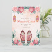 Mehndi nodigt Mehndi uit en Henna Party nodigt Meh Kaart (Staand voorkant)