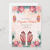 Mehndi nodigt Mehndi uit en Henna Party nodigt Meh Kaart (Voorkant / Achterkant)