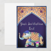 Mehndi olifant uitnodiging (Voorkant / Achterkant)