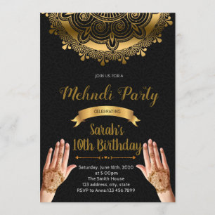 Mehndi partijuitnodiging kaart