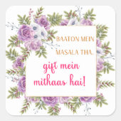 mehndi party gift bags vierkante sticker (Voorkant)