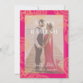 Mehndi Photo Wedding Save the Date Kaart (Voorkant)