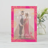 Mehndi Photo Wedding Save the Date Kaart (Staand voorkant)
