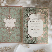 Mehndi Raat Roos Gouden Folie Accenten Bruiloft Folie Uitnodiging