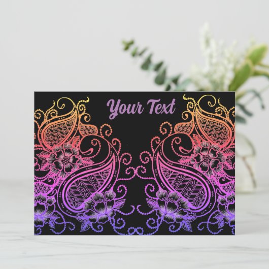 Mehndi regenboog uitnodiging (Staand voorkant)