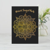 Mehndi Sangeet Black Gold Henna Party Kaart (Staand voorkant)