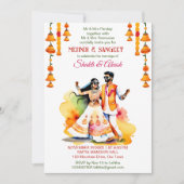 Mehndi Sangeet dansen Indiase bruidspaar modern Kaart (Voorkant)