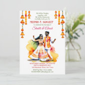 Mehndi Sangeet dansen Indiase bruidspaar modern Kaart (Staand voorkant)