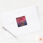 Mehndi Sangeet danst koppel donkerblauw gebruik Vierkante Sticker (Envelop)
