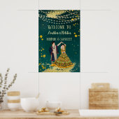 Mehndi sangeet green met dansende paren welkom poster (Keuken)