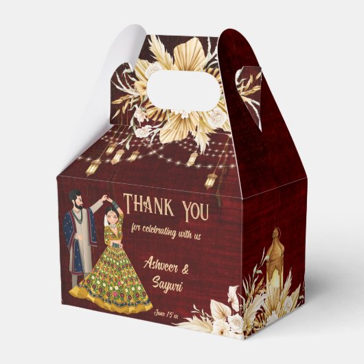 Mehndi Sangeet Indiaas bruiloft danskoppel Bedankdoosjes (Voorkant Zijde)