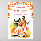 Mehndi Sangeet Indiase bruidspaar welkom teken Poster (Voorkant)