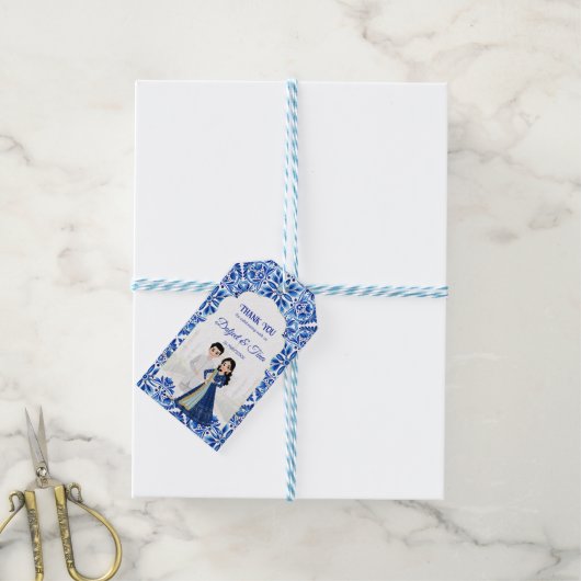 Mehndi Sangeet Indiase bruiloft leuke gunsten Cadeaulabel (Met Touw)