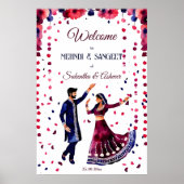 Mehndi Sangeet Indiase bruiloft modern welkomstbor Poster (Voorkant)