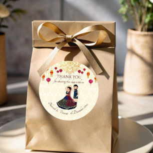 Mehndi & sangeet manadala en schattig Indiaans ste Ronde Sticker