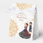 Mehndi & sangeet manadala en schattig Indiaas paar Bedankdoosjes (Voorkant Zijde)