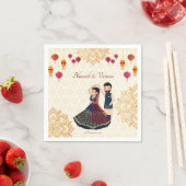 Mehndi & sangeet manadala en schattig Indiaas paar Servet (Insitu)