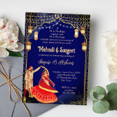 Mehndi Sangeet marine blauw Indiase danspaar Kaart