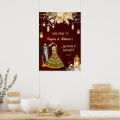Mehndi Sangeet maroon danskoppel welkom Poster (Keuken)