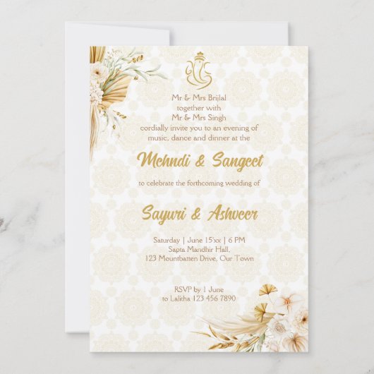 Mehndi Sangeet maroon Indiaas danspaar Kaart (Achterkant)