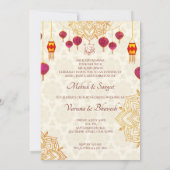 Mehndi & sangeet nodigen leuk Indiaas koppel uit Kaart (Achterkant)