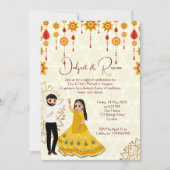 Mehndi sangeet nodigt een leuk Indiaas paar uit om Kaart (Voorkant)