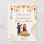 Mehndi sangeet nodigt een leuk Indiaas paar uit om Kaart (Voorkant)