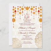 Mehndi sangeet nodigt een leuk Indiaas paar uit om Kaart (Achterkant)