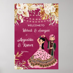 Mehndi sangeet roze goud Indische bruiloft Poster