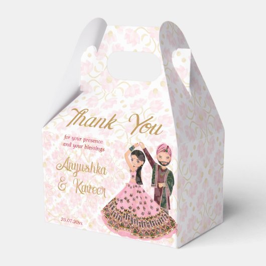 Mehndi sangeet roze goud sjabloon Indische bruilof Bedankdoosjes (Achterkant)