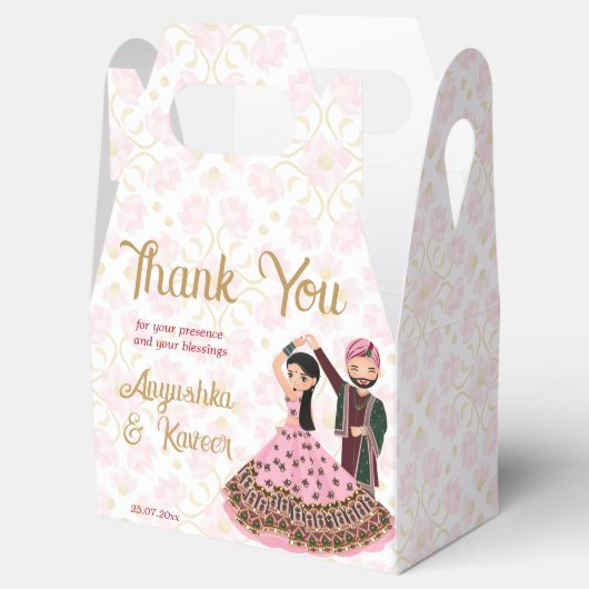 Mehndi sangeet roze goud sjabloon Indische bruilof Bedankdoosjes (Geopend)
