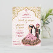 Mehndi sangeet roze goud sjabloon Indische bruilof Kaart (Staand voorkant)