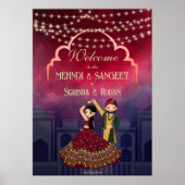 Mehndi Sangeet-sprolampjes dansen koppel welkom Poster (Voorkant)