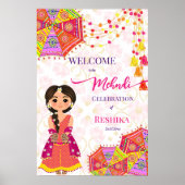 Mehndi schattig Indiase bruid paraplu welkom teken Poster (Voorkant)